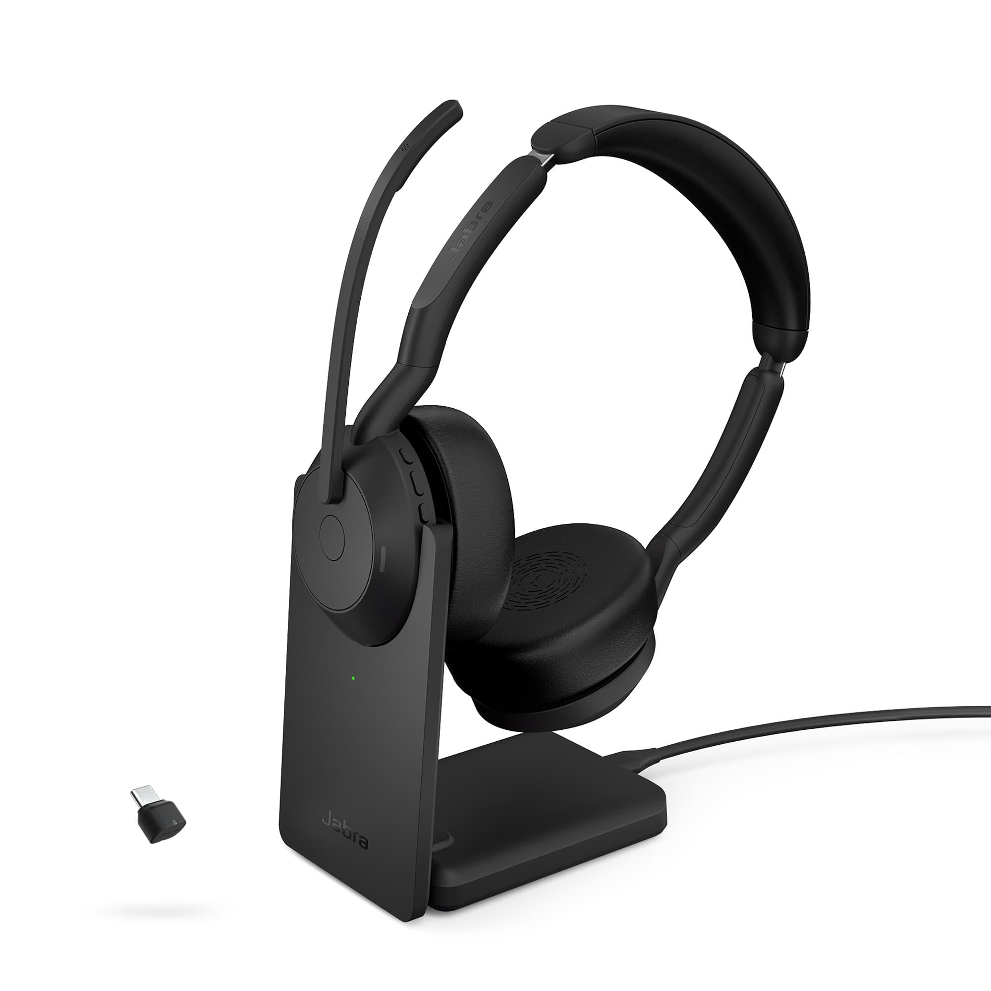 Jabra Evolve2 55 Stereo Wireless (Bluetooth) Headset UC USB-C. Includes Link 380 and Charging Stand 25599-989-889