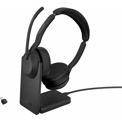 Jabra Evolve2 55 Stereo Wireless (Bluetooth) Headset MS USB-C . Includes Link 380 and Charging Stand 25599-999-889