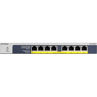 NETGEAR 8-Port Gigabit PoE Switch 802.3at/af PoE+ 8 PoE Outputs 123W GS108PP-100AJS