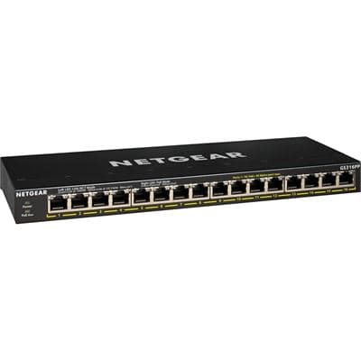 NETGEAR 16-Port Gigabit Ethernet PoE+ Switch 183W PoE Power Budget GS316PP-100AJS