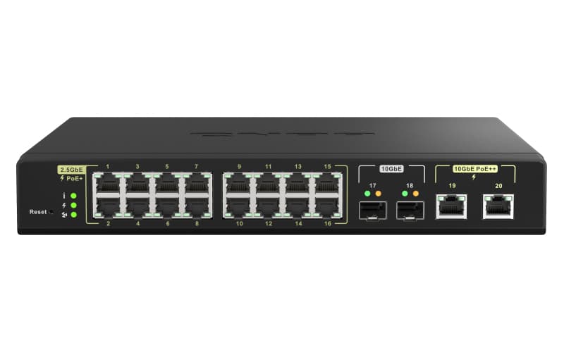 QNAP QNAP QSW-M2116P-2T2S 16-port Managed PoE Switch 2x 10GbE SFP+ 2x 10GbE RJ45 90W PoE++ QSW-M2116P-2T2S