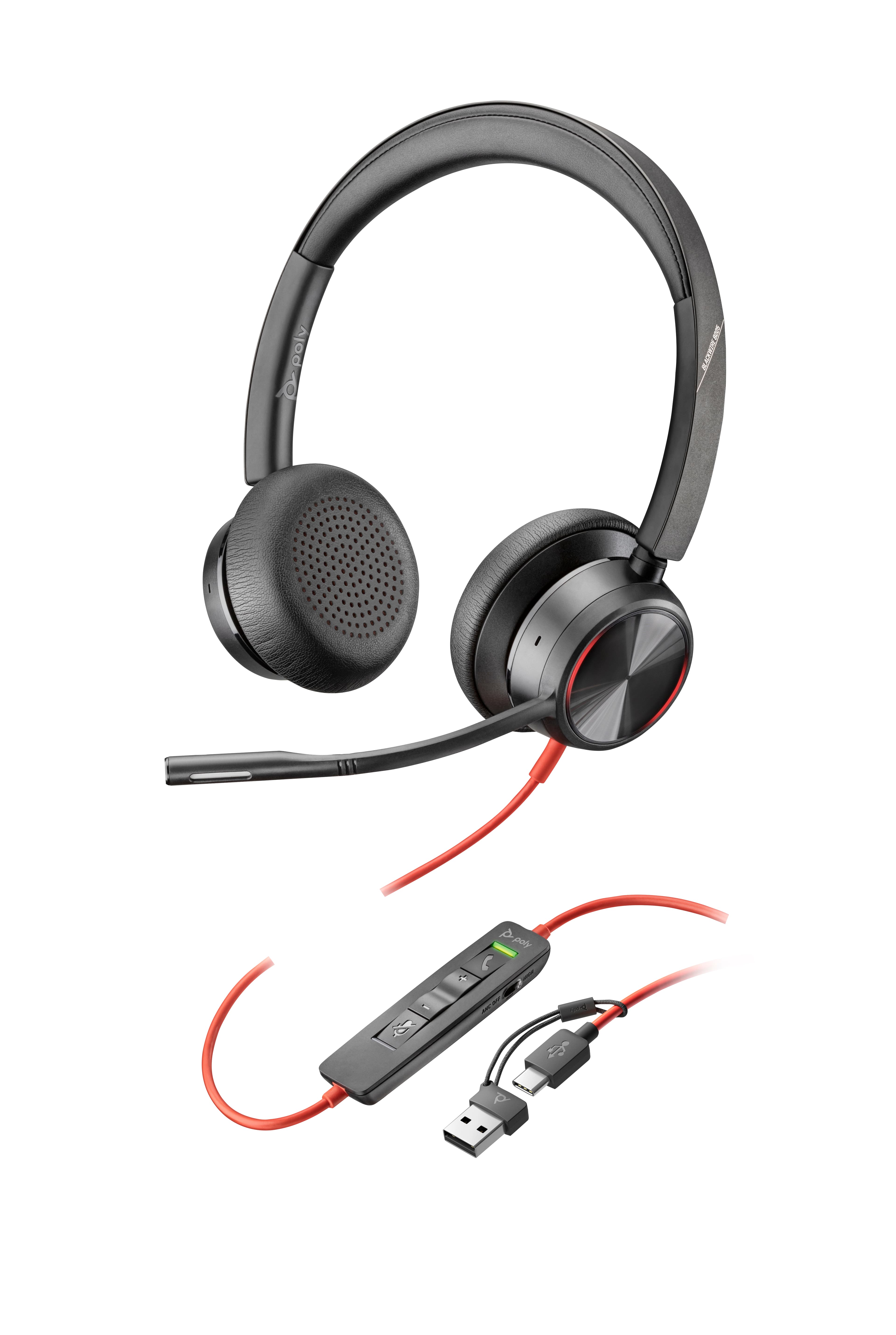 HP HP Poly Blackwire 8225 Stereo USB-C Headset +USB-C/A Adapter 8X223AA