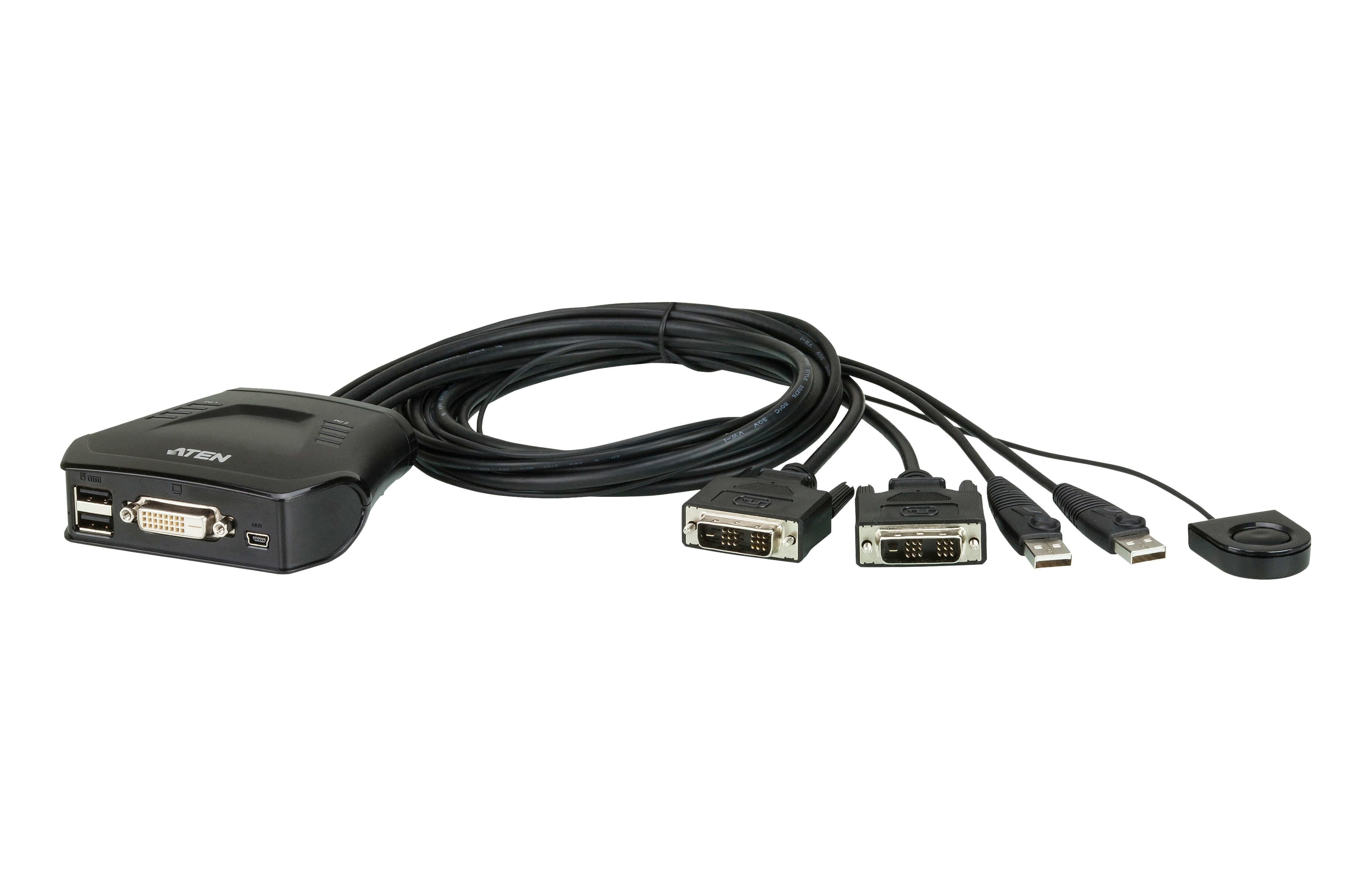 ATEN ATEN 2 PORT USB 2.0 DVI CABLE KVM SWITCH 2YR CS22D-AT