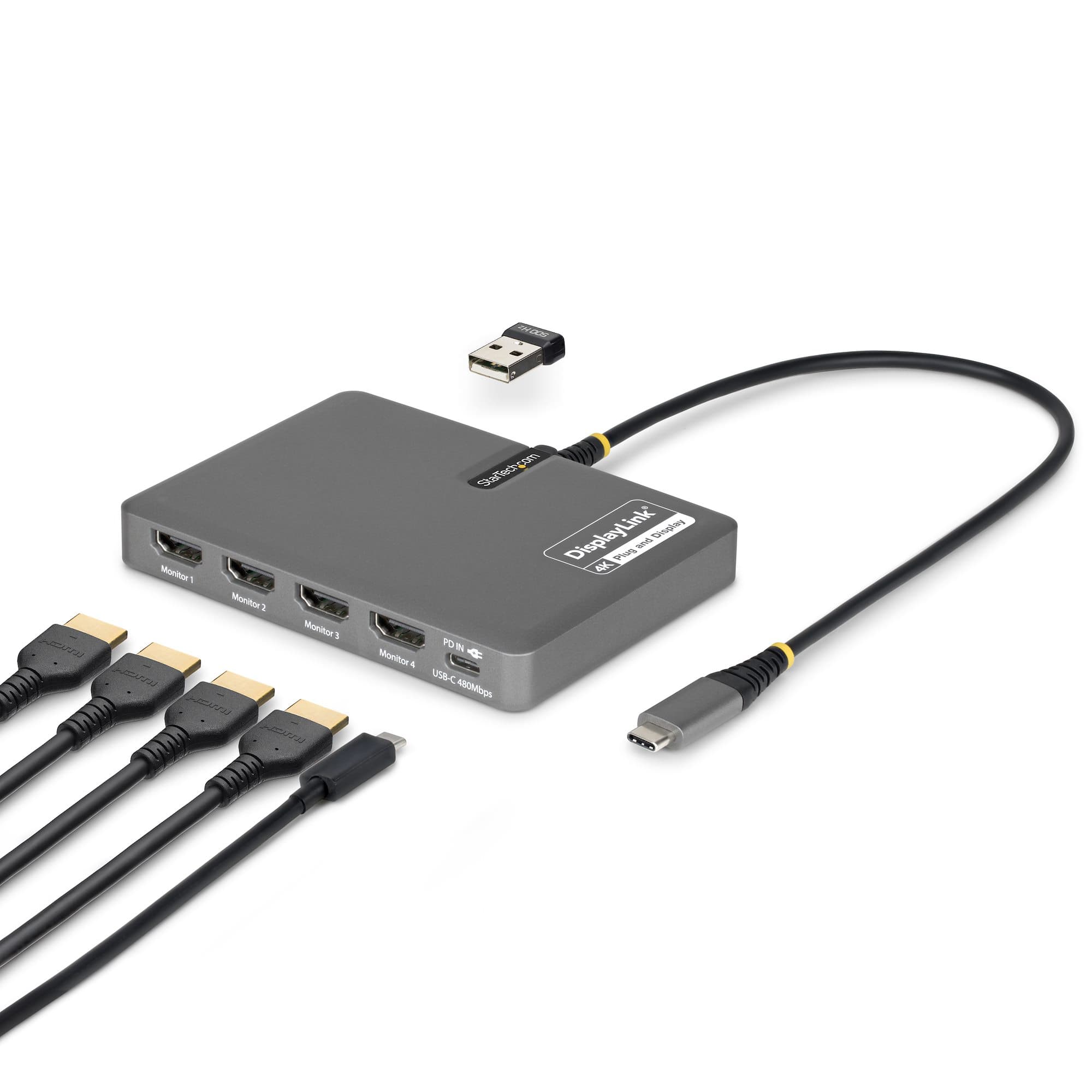 STARTECH STARTECH.COM USB-C QUAD-MONITOR WORKSTATION ADAPTER 4K 60HZ HDMI, 3 YR QUAD-USB-HDMI-ADAPT