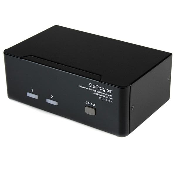 STARTECH STARTECH.COM 2 PORT DUAL DVI USB KVM SWITCH W/ AUDIO & USB HUB 3 YR SV231DD2DUA