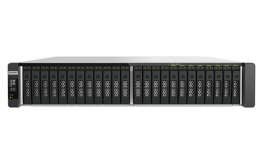 QNAP QNAP 24 BAY 2U RACKMOUNT ALL-FLASH NAS DUAL INTEL XEON SILVER 4309Y 64GB RAM 5YR TDS-H2489FU-R2-4309Y-64G
