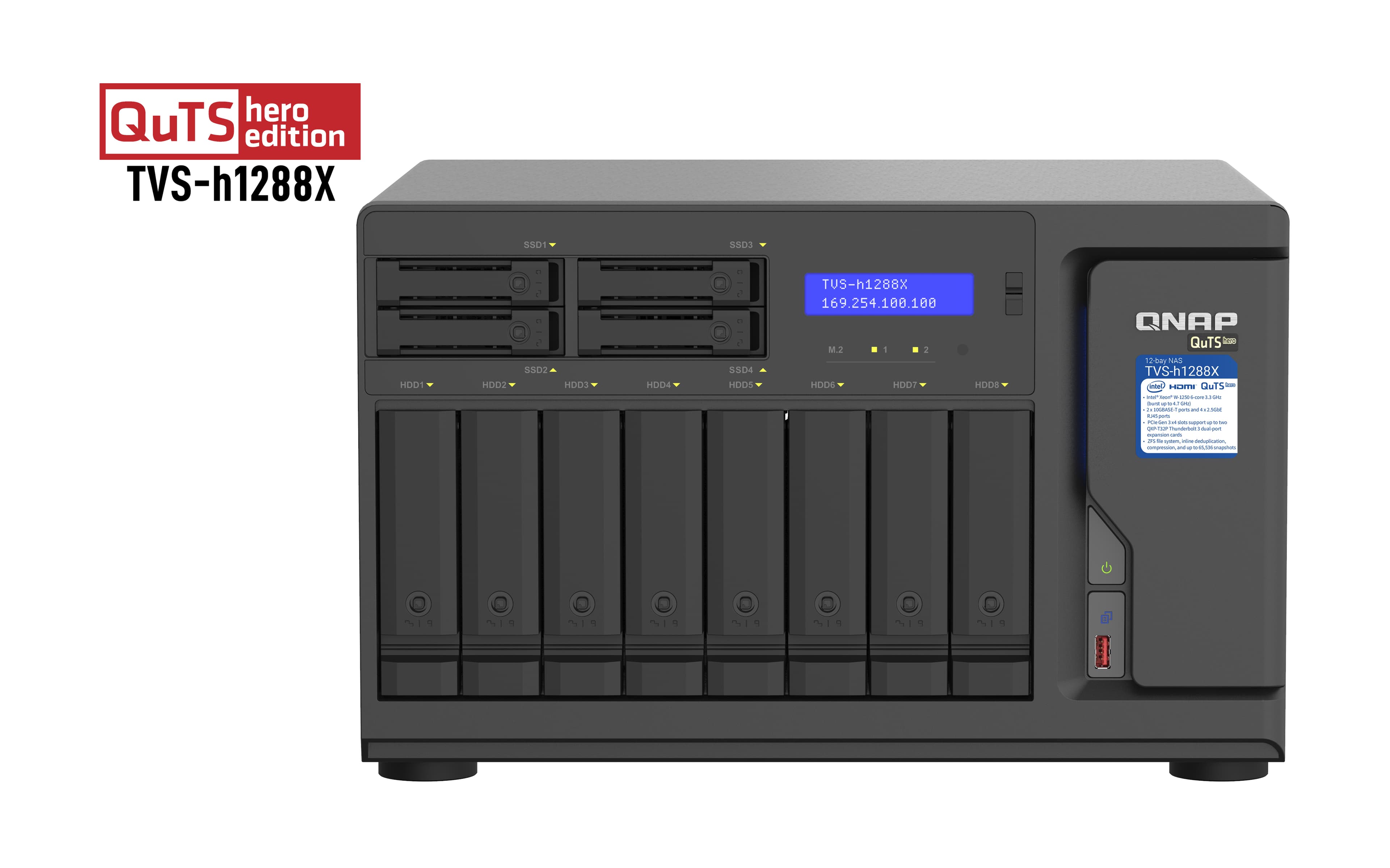 QNAP QNAP 12+4 BAY TOWER NAS,INTEL XEON,3.3GHZ 6 CORE,16GB RAM,10G,2.5G,M.2,PCIE,3YR TVS-H1288X-W1250-16G