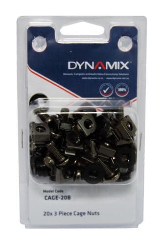 DYNAMIX DYNAMIX 20pc Pack 3 Piece Cage Nut Black (Re-sealable Pack) CAGE-20B