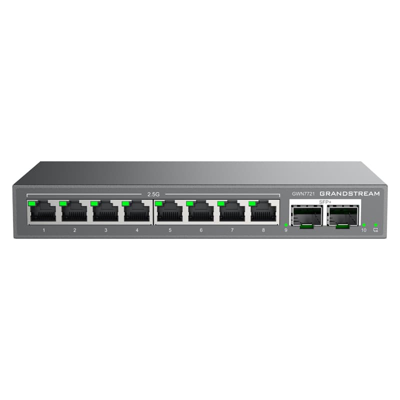 Grandstream Networks Grandstream GWN7721 Layer 2-Lite Managed Multi-Gig Switch, 8 x 2.5 GigE, 2 x 10G SFP+ GWN7721