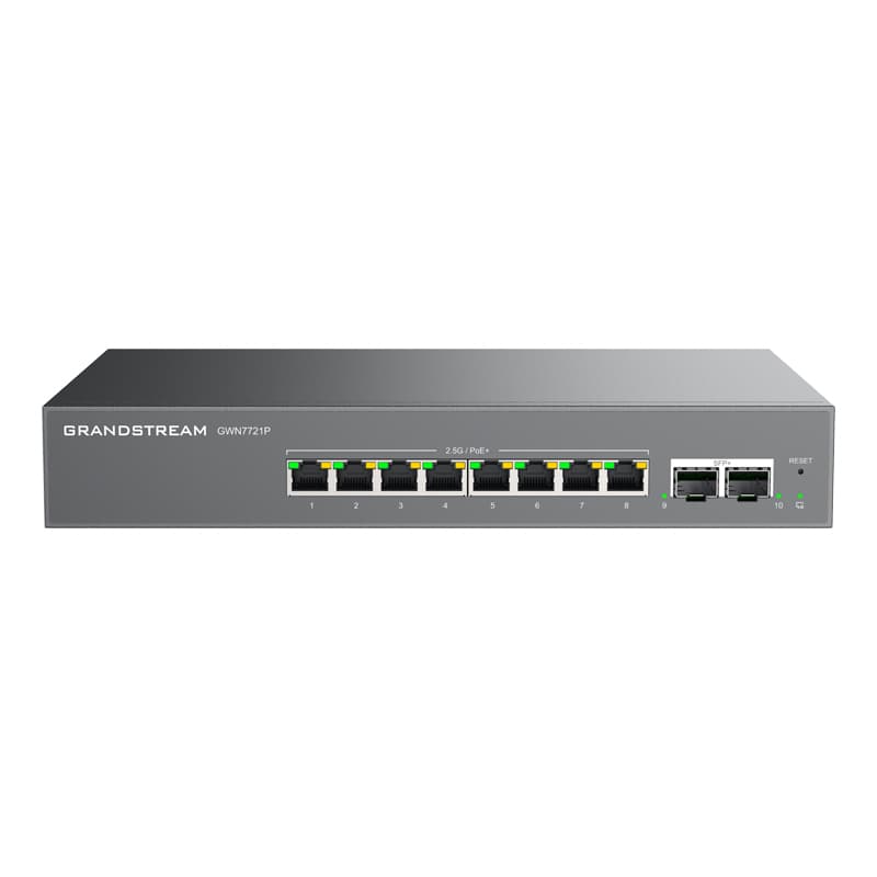 Grandstream Networks Grandstream GWN7721P Layer 2-Lite Managed Multi-Gig Switch, 8 x 2.5 GigE, 2 x 10G SFP+ (8 x PoE/PoE+) GWN7721P