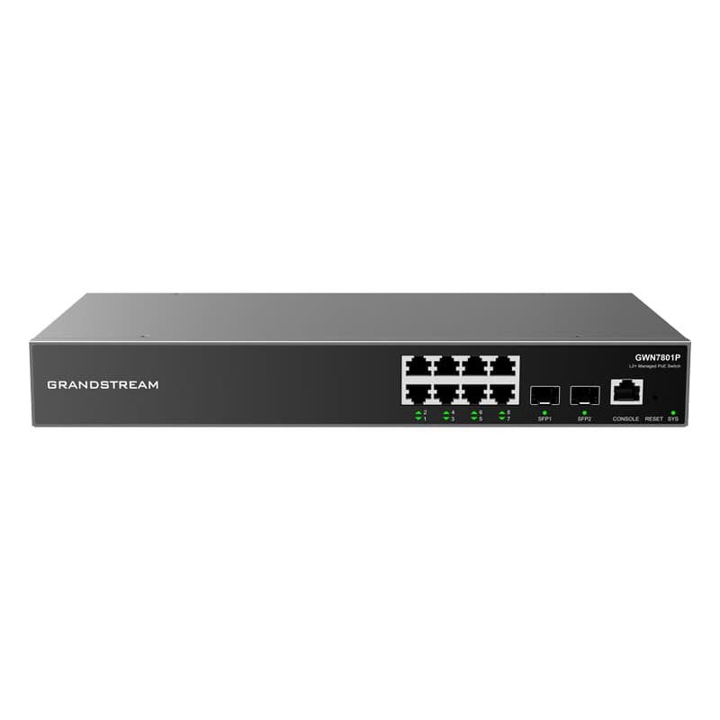 Grandstream Networks Grandstream GWN7801P 8 Port Gigabit 150 Watt PoE+ Managed Switch with 2 x SFP GWN7801P