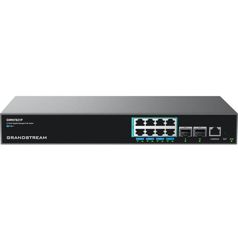 Grandstream Networks Grandstream GWN7821P Enterprise Layer 3 Managed Multi-Gigabit PoE Network Switch, 8 x 2.5 GigE PoE++, 2 x 10G SFP+ GWN7821P