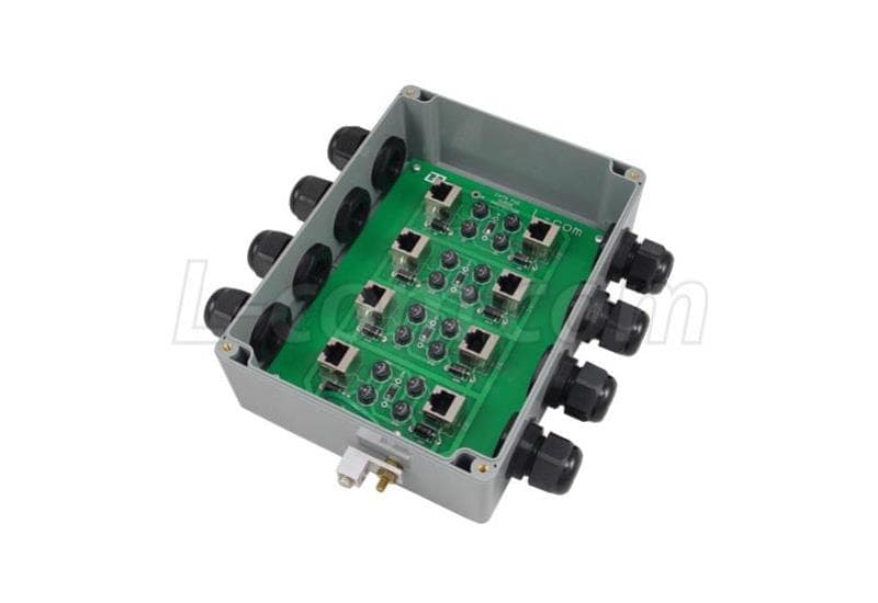 L-com Weatherproof 4 Port 24V PoE Compatible CAT5 Lightning Protector LP-16