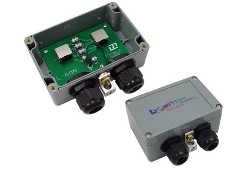 L-com L-com Outdoor Gigabit Ethernet Lighting Protector with PoE Passthrough LP-26