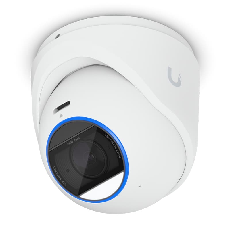 Ubiquiti Ubiquiti UniFi G6 Pro Turret White All-weather tamper-resistant 4K PoE+ camera with a Multi-TOPS AI engine, 2.36x optical zoom UVC-G6-Pro-Turret-W