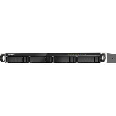 QNAP QNAP TS-435XeU-4G 4-bay 1U short-depth 12" NAS, Marvell Octeon TX2 CN9130 / CN9131 64-bit quad-core 2.2 GHz, 4GB DDR4 SODIMM RAM (1 slot, up to 32GB), 4 x 2.5"/3.5" SATA 6Gbps HDD bay, 2 x M.2 2280 NVMe PCIe Gen3 x1 SSD slots, 2 x 10GbE SFP+, 2 x 2.5 TS-435XeU-4G