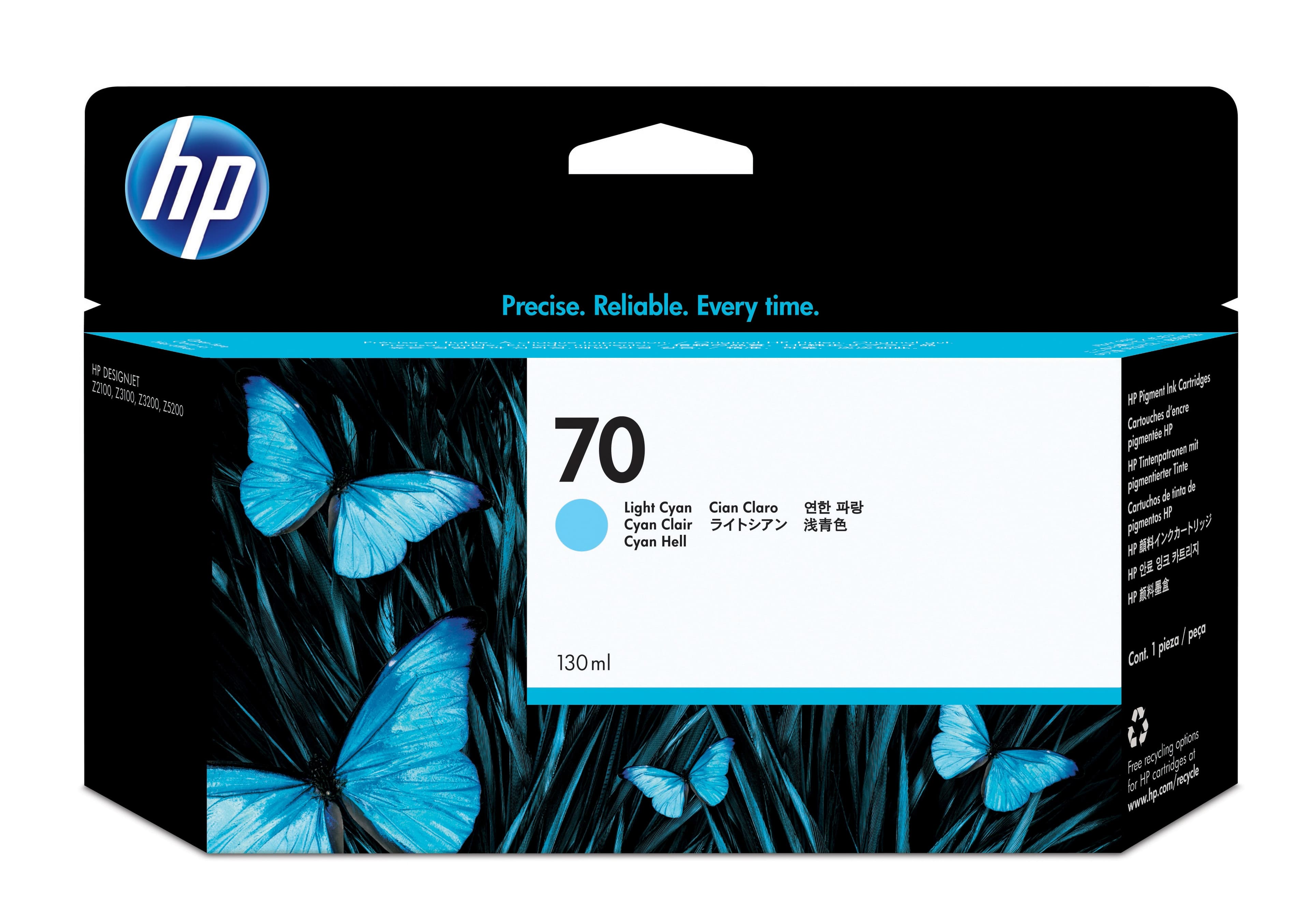 HP HP 70 130ml Light Cyan Ink Cartridge 1084347