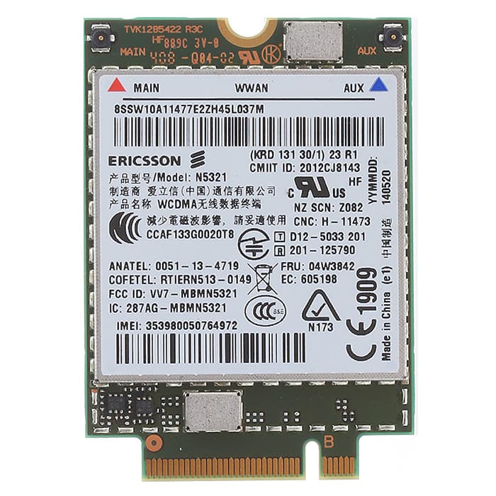 Lenovo FRU Ericsson N5321 HSPA+ 21Mbps M.2 WWAN Support Win8.1 04W3842