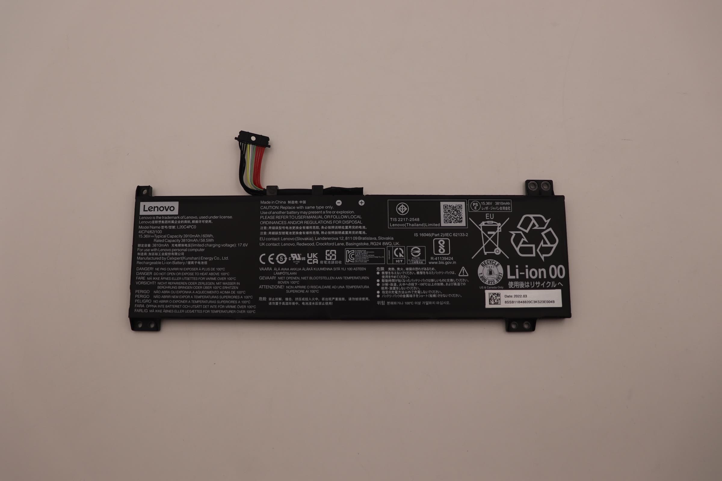 Lenovo FRU Y560 CP/B L20C4PC0 15.36V60Wh4cellbty 5B11B48827
