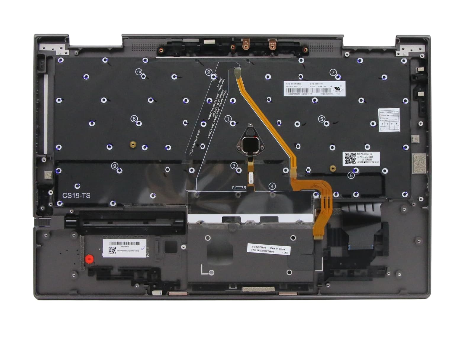 Lenovo Ratchet-1 FRU_GRP_KBD_Bezel_ASM_US English International with a Euro symbol_WWAN_Iron Gray_Chicony 5M10V24919