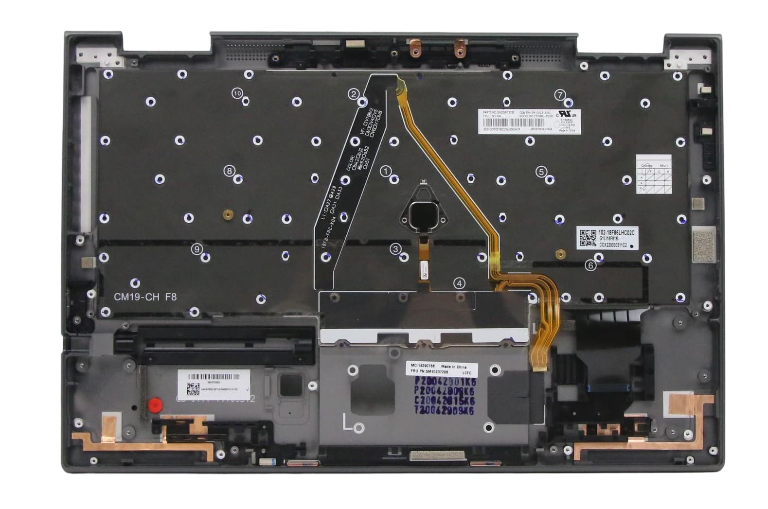 Lenovo Ratchet-2 INTEL FRU MECH_ASM GYG50_GRP_KBD_Bezel_ASM_US English International with a Euro symbol_WWAN_Iron Gray_Chicony 5M10Z37158