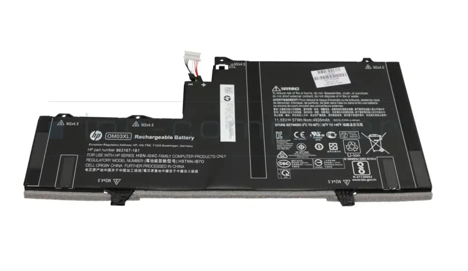 HP HP 3 Cell Battery, 57Wh, 4.935Ah, Li-ion, OM03057XL-PL RT (OM03XL) 863280-006