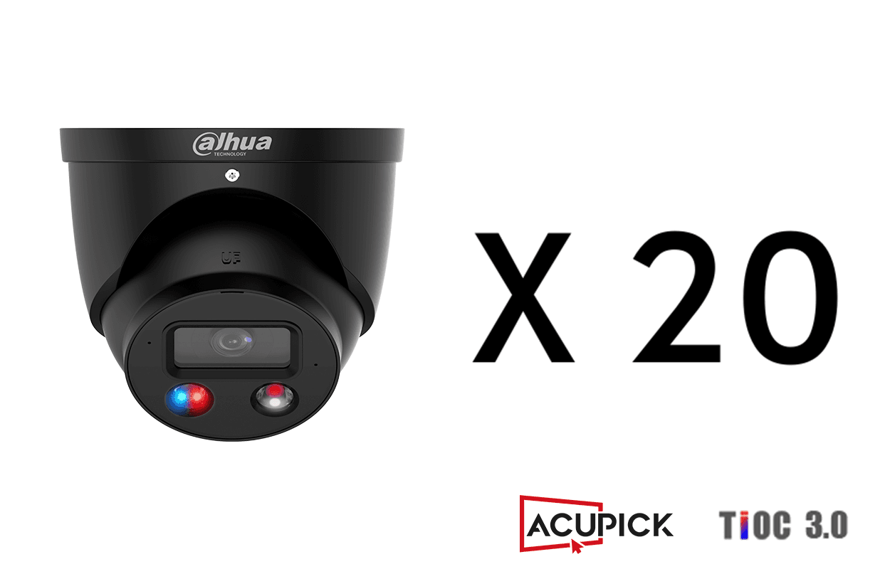 Dahua 20 x DH-IPC-HDW3849H-AS-PV-ANZ-S2-BLK ACTIVE DETERRENCE FIXED-FOCAL EYEBALL CAMBERA BUNDLE KIT 8MP ACTIVE DETERRENCE FIXED-FOCAL EYEBALL CAMBERA BUNDLE KIT-B