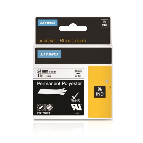 Dymo DYMO Genuine Rhino Industrial Label -Permanent Polyester 24mm Black on 1734523