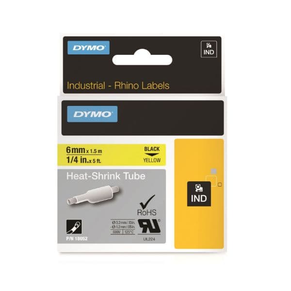 Dymo DYMO Genuine Rhino Industrial Labels- HeatShrink Tube 6mm Black 18052