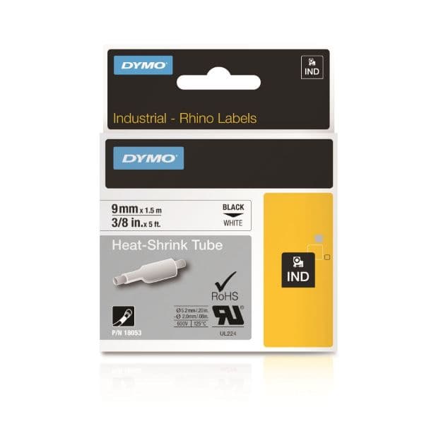 Dymo DYMO Genuine Rhino Industrial Labels- Heat  Shrink Tube 9mm Black 18053