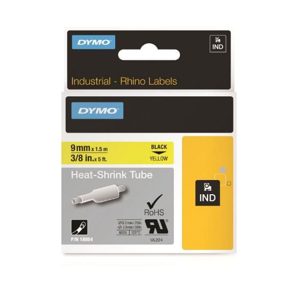 Dymo DYMO Genuine Rhino Industrial Labels- Heat Shrink Tube 9mm Black 18054