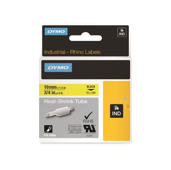 Dymo DYMO Genuine Rhino Industrial Labels-Heat Shrink Tube 19mm Black 18058