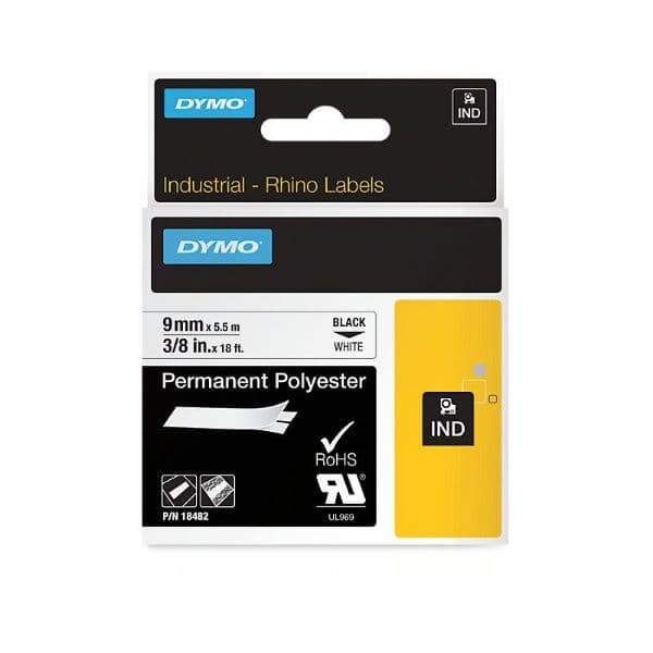 Dymo DYMO Genuine Rhino Industrial Labels -Permanent Polyester 9mm, 18482