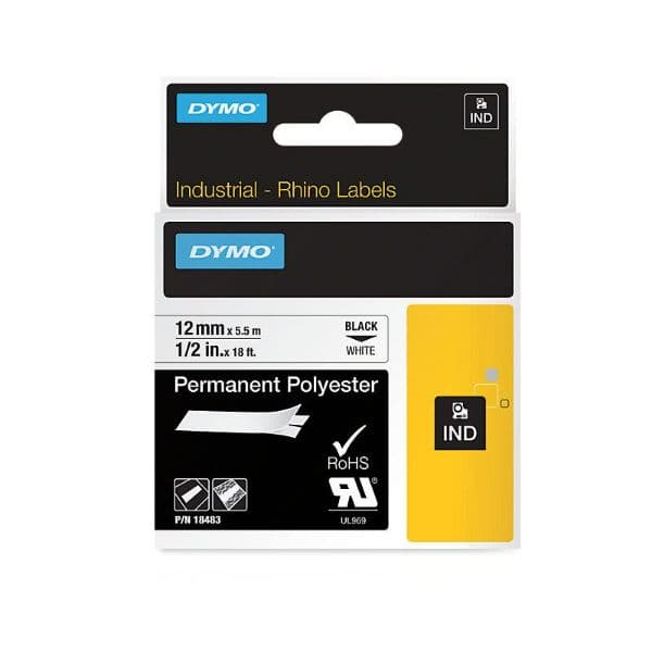 Dymo DYMO Genuine Rhino Industrial Labels-Permanent Polyester 12mm, 18483