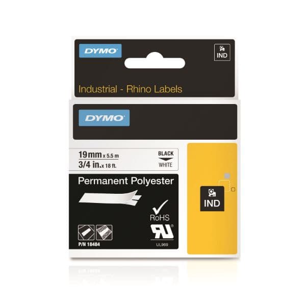 Dymo DYMO Genuine Rhino Industrial Labels -Permanent Polyester 19mm, 18484