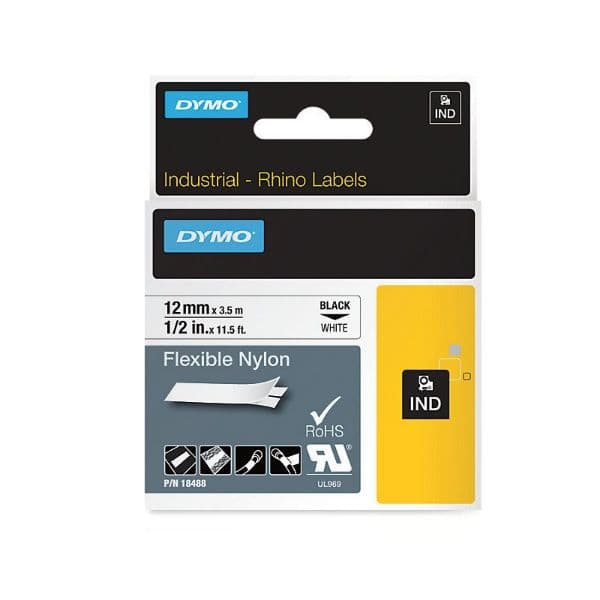 Dymo DYMO Genuine Rhino Industrial Flexible Nylon Labels. 12mm x 3.5m. 18488