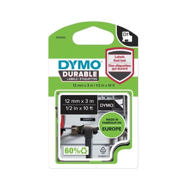 Dymo DYMO Genuine D1 Extra-Strength Durable Labels. 12mm x 3m white 1978365