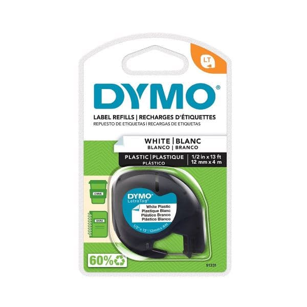 Dymo DYMO Genuine Pearl White Plast Tape for LetraTag Plastic Tape. 12mm x 91331