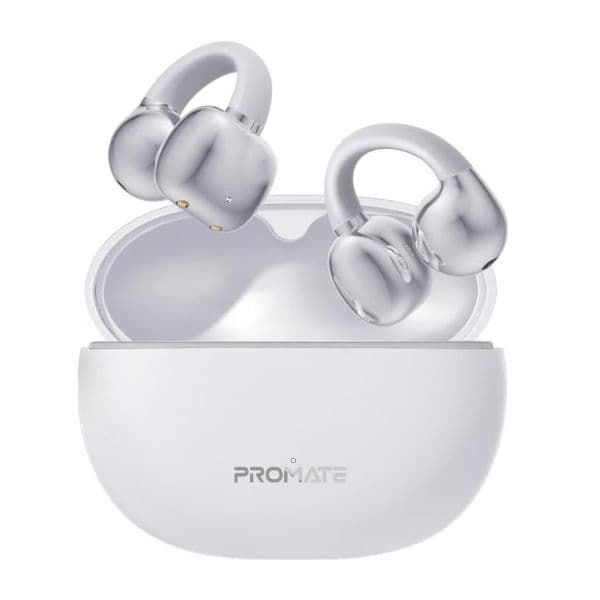 promate PROMATE Open Ear Clip-on Bluetooth Earbuds with Intellitouch Smart AIRCLIP-WHT