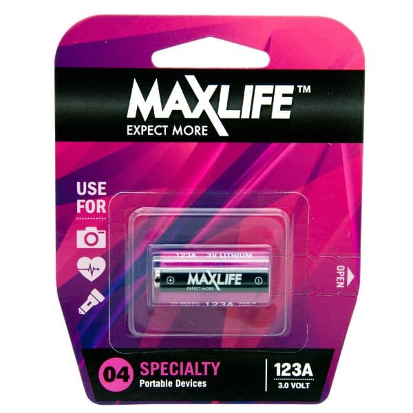 Maxlife MAXLIFE 123A Lithium 3V Battery. 1Pk. BAT123A