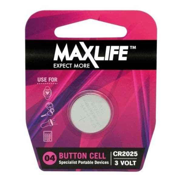 Maxlife MAXLIFE CR2025 Lithium Button Cell Battery. 1Pk. BAT2025