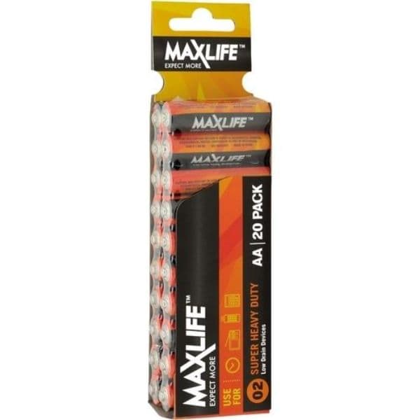 maxlife MAXLIFE AA Super Heavy Duty Battery 20 Pack Long Lasting Carbon BATAA-S