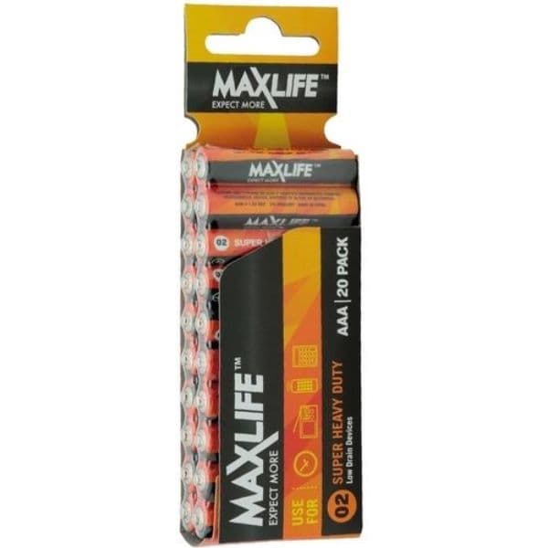 maxlife MAXLIFE AAA Super Heavy Duty Battery 20 Pack Long Lasting Carbon BATAAA-S