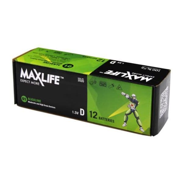 Maxlife MAXLIFE D Alkaline Battery 12 Batteries Per  Pack BATD-A12