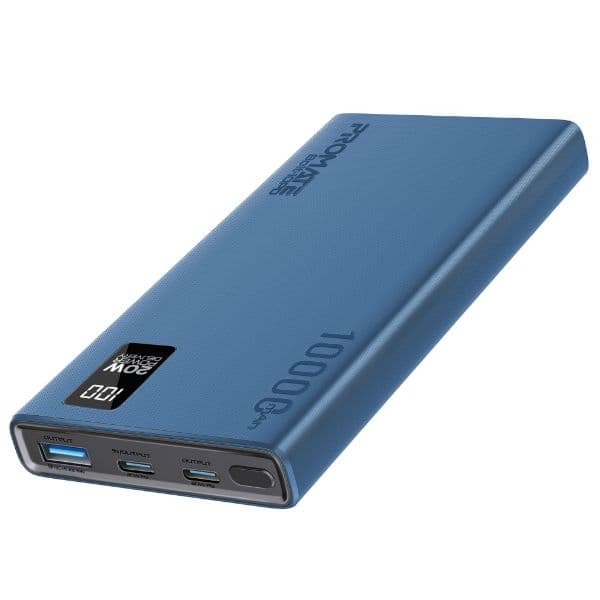 Promate 10000mAh Super Slim Smart Charging Power Bank 20W Dual USB-C & 1x 22.5W USB-A QC 3.0 BOLT-10PD-BL