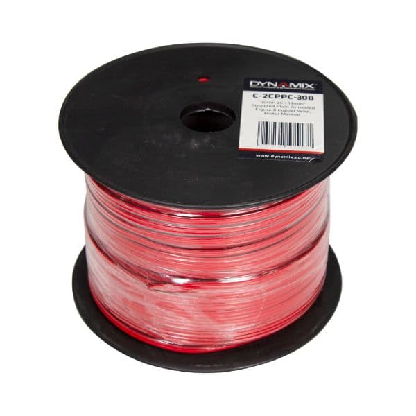 Dynamix DYNAMIX 300m 2x  Core 1.13mm Bare Copper, Red/Black Trace Figure 8x C-2CPPC-300