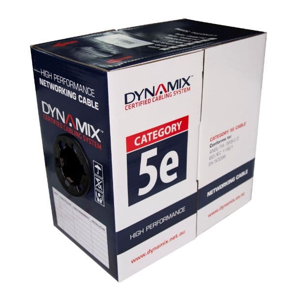 Dynamix DYNAMIX 305m Cat5E UTP EXTERNAL Solid Cable, 24AWGx4P 100MHz, C-C5EEXT-SLDBK