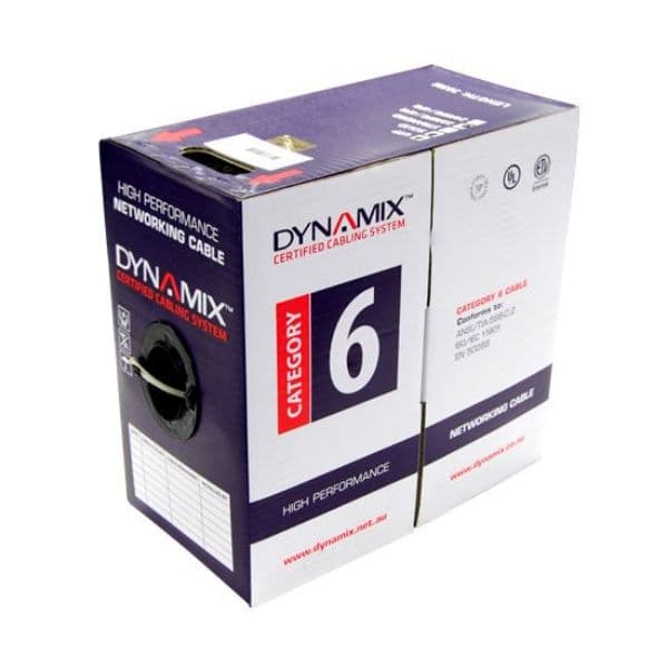 Dynamix DYNAMIX 305m Cat6 Black UTP STRANDED Cable Roll, 250MHz, 24 C-C6-ST-R-BLACK
