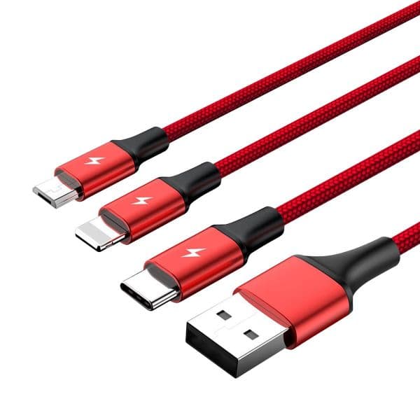 Unitek UNITEK 1.2m USB 3-in-1 Charge Cable. Integrated USB-A to Micro-B, C4049RD