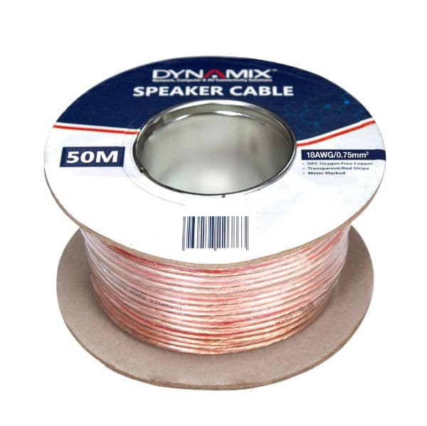 Dynamix DYNAMIX 50m 18AWG PVC Speaker Cable. Bare Copper. Metre Marked. CA-SPK18-50